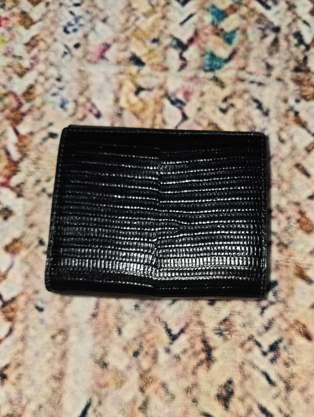 Coach Eliza Black Lizard-Embossed Leather Wallet with Signature Plaque - Picture 2 of 6
